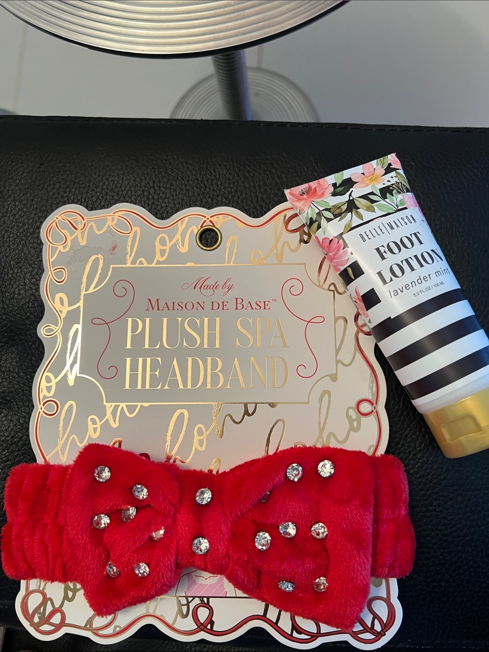 MAISON DE BASE NEW RED Plush Spa Headband & Foot Lotion